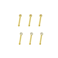 Multi-Pack Prong CZ 14K Gold-Plated Nose Pins - 6 Pack