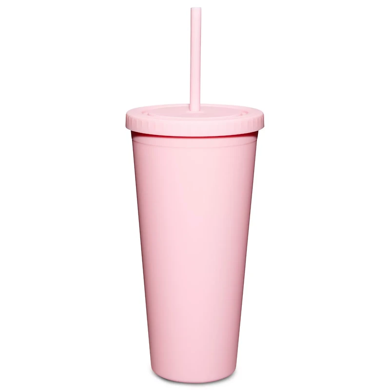 I Am Baby Pink Strawberry Cup With Straw