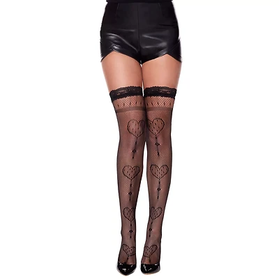 Tulle Heart Thigh High Stockings
