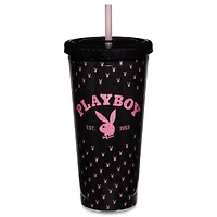 Playboy Glitter Cup with Straw - 20 oz.