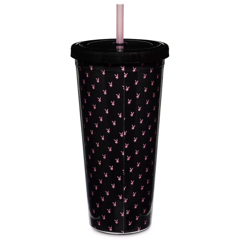 Playboy Glitter Cup with Straw - 20 oz.