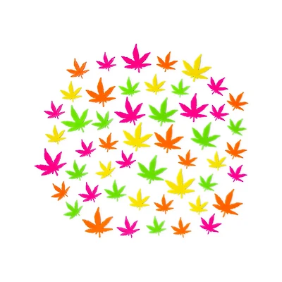 Black Light Weed Leaf Decals - 50 Pack