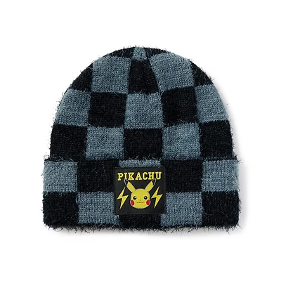 Pikachu Fuzzy Checkered Beanie Hat - Pokémon