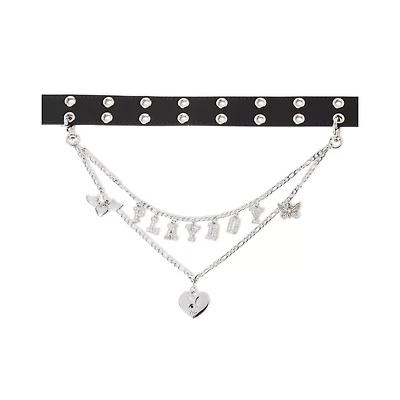 Black Playboy Bunny Rhinestone Chain Belt