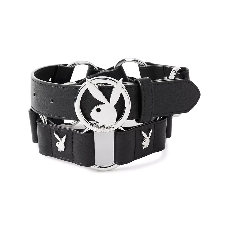 Playboy Bunny Silvertone Ring Belt