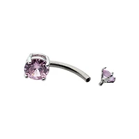 CZ Pink Double Gem Belly Ring - 14 Gauge