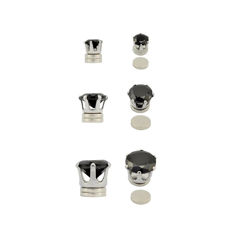 Multi-Pack Round CZ Magnetic Fake Stud Earrings