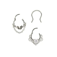 Multi-Pack Silver Ornate Septum Rings 3 Pack - 16 Gauge