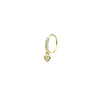 Gold CZ Heart Dangle Nose Ring