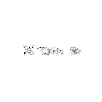 Multi-Pack Silver and CZ Cluster L-Bend Nose Hoop Pins 3 Pack - 20 Gauge