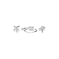 Multi-Pack Silver and CZ Cluster L-Bend Nose Hoop Pins 3 Pack - 20 Gauge