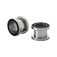 Black CZ Ring Screw Tunnel Plugs