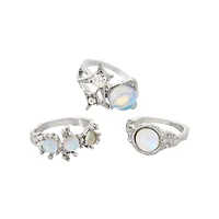 Multi-Pack CZ Opal-Effect Celestial Rings - 3 Pack