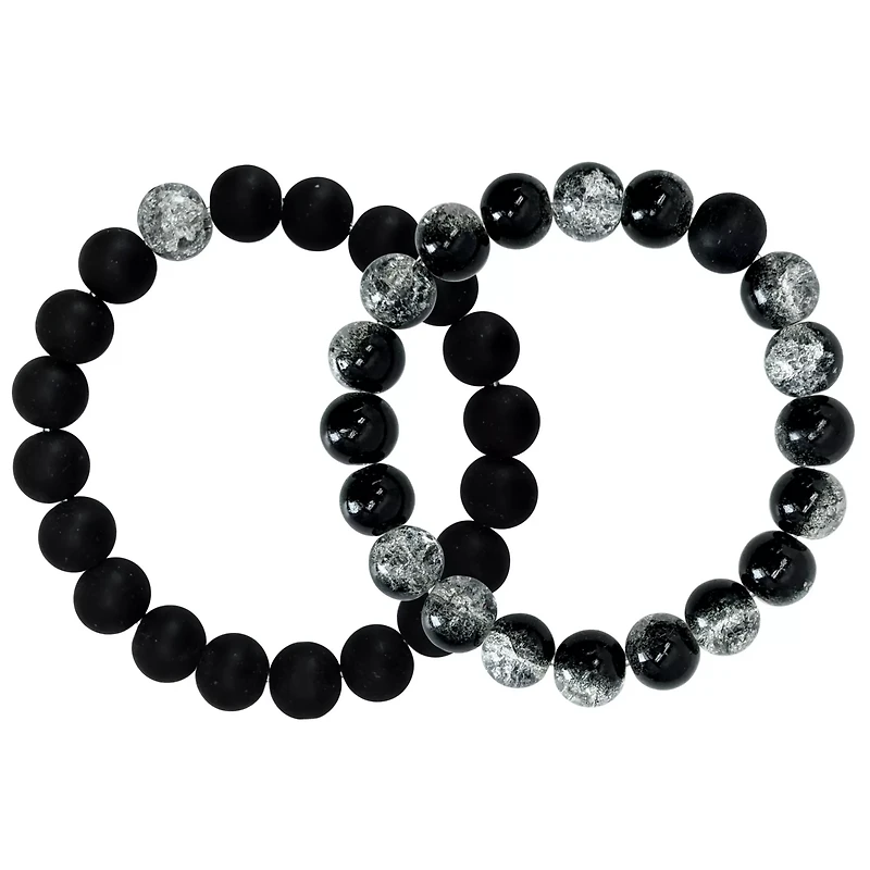 Smoky Black Long Distance Beaded Bracelets - 2 Pack