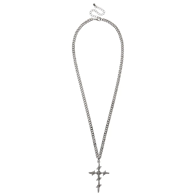 Barbed Cross Pendant Necklace