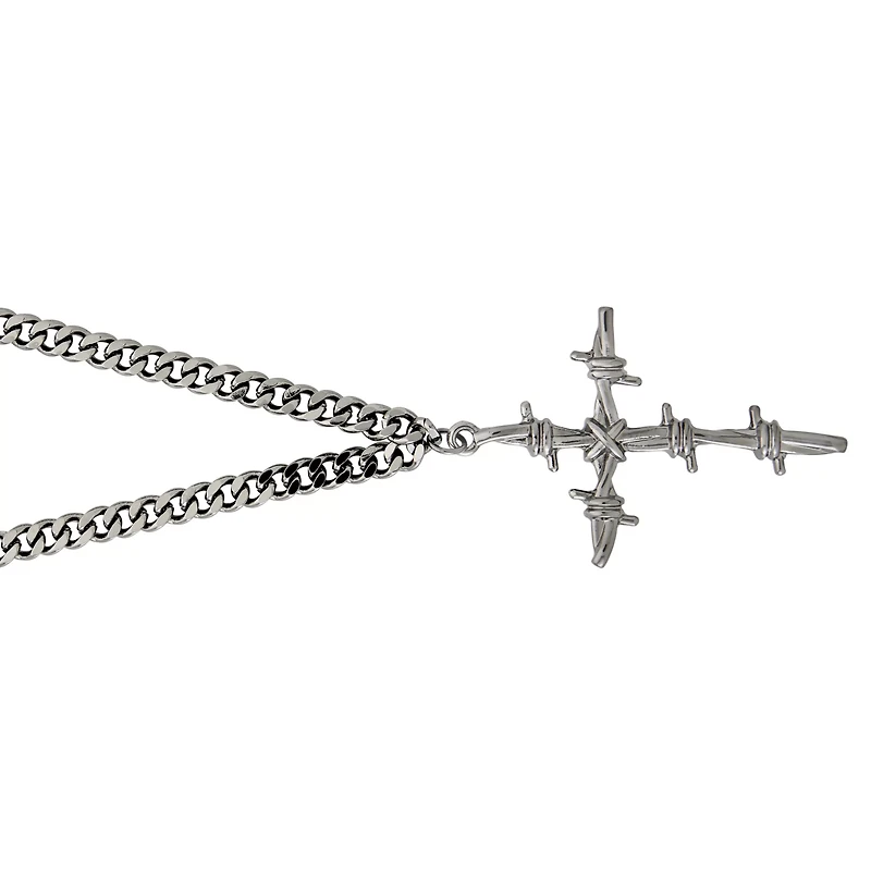 Barbed Cross Pendant Necklace
