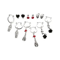 Multi-Pack CZ Coffin and Rose Hoop and Stud Earrings - 6 Pack
