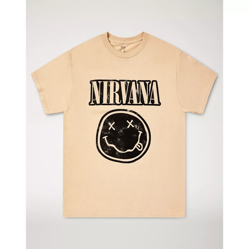 Tan Nirvana Logo T Shirt