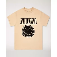 Tan Nirvana Logo T Shirt
