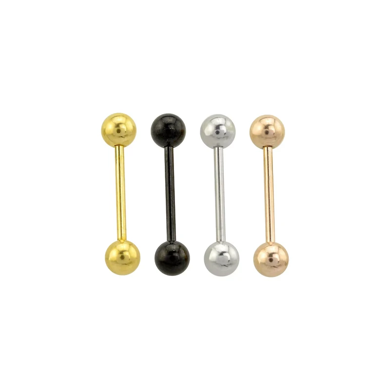 Multi-Pack Goldtone Black Silvertone Rose Goldtone Barbells 4 Pack - 14 Gauge