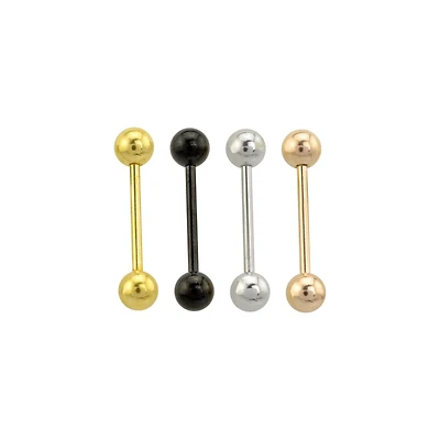 Multi-Pack Goldtone Black Silvertone Rose Goldtone Barbells 4 Pack - 14 Gauge