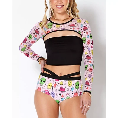 Pink Space Print Shrug Top