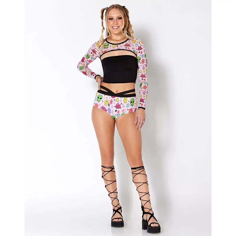 Pink Space Print Shrug Top