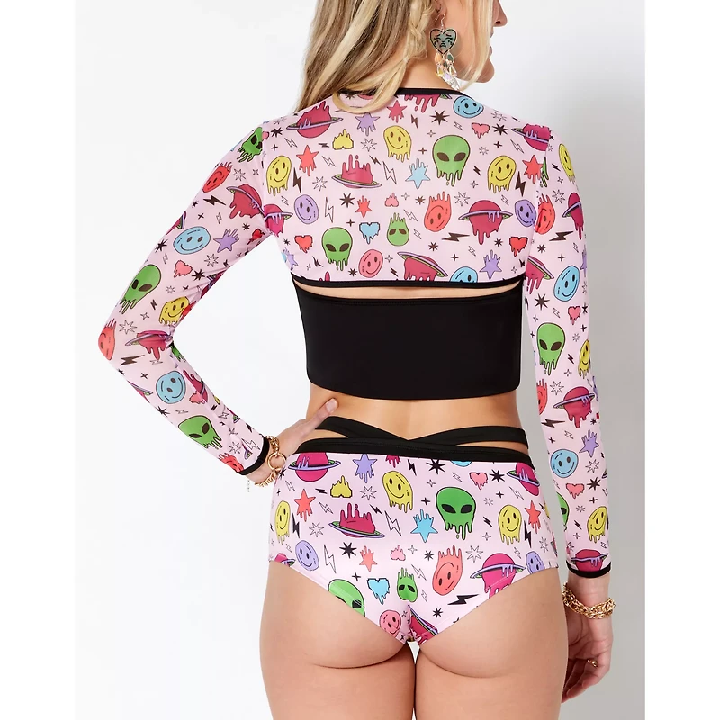 Pink Space Print Shrug Top