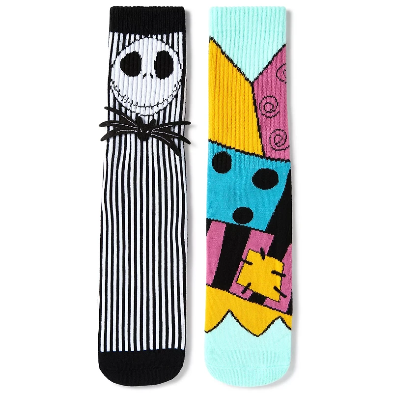 Multi-Pack Jack Skellington and Sally Crew Socks 2 Pack - The Nightmare Before Christmas
