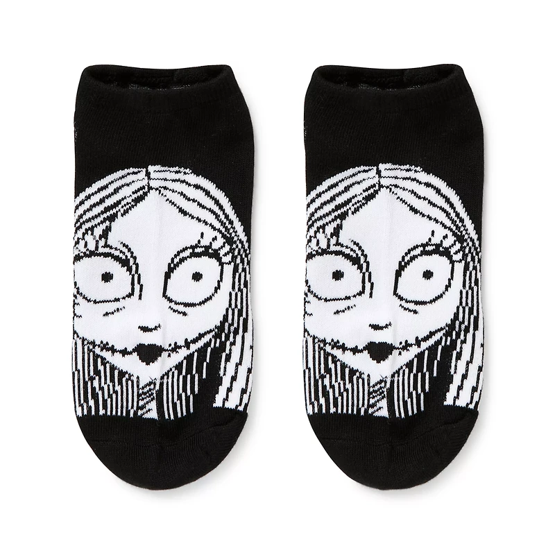 Multi-Pack Black and White Jack Skellington and Sally Ankle Socks 5 Pair- The Nightmare Before Christmas