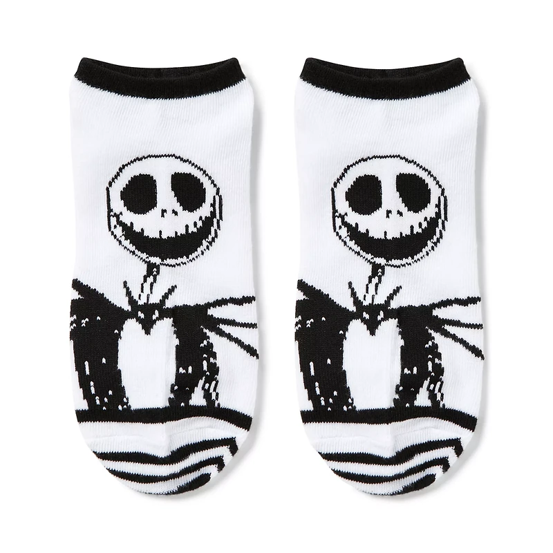Multi-Pack Black and White Jack Skellington and Sally Ankle Socks 5 Pair- The Nightmare Before Christmas