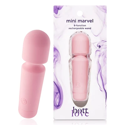 Pink Mini Marvel 8-Function Rechargeable Wand 4.5 Inch -  Hott Love