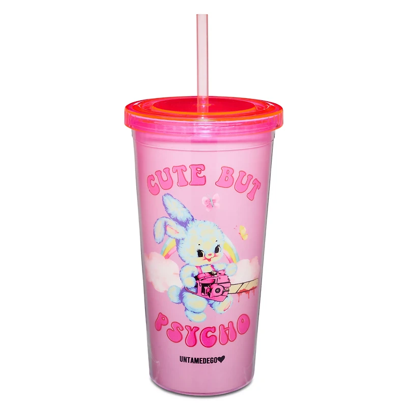 Cute But Psycho Cup with Straw 16 oz. - Untamedego