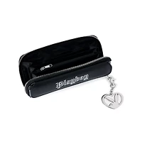 Black Playboy Bunny Embossed Rhinestone Zip Wallet