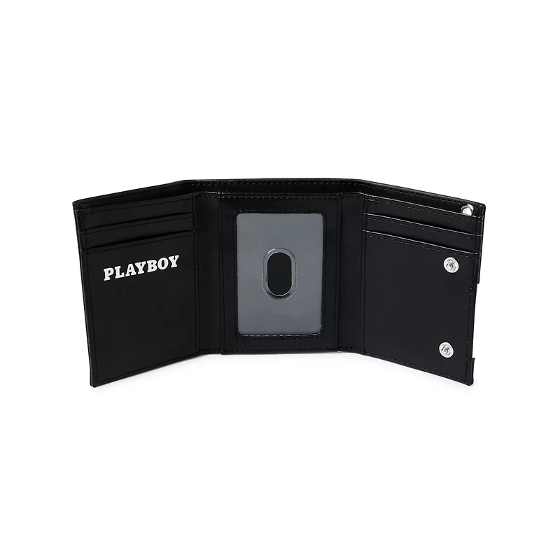 Black Playboy Bunny Trifold Chain Wallet