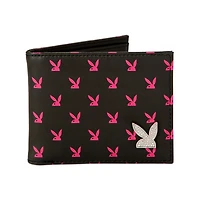 Black and Pink Rhinestone Playboy Bunny Bifold Wallet