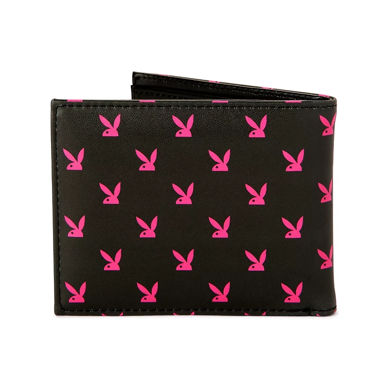 Black and Pink Rhinestone Playboy Bunny Bifold Wallet