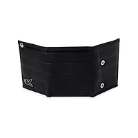 Black Playboy Striped Debossed Trifold Chain Wallet