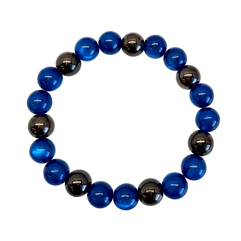 Gray and Blue Beaded Long Distance Bracelets - 2 Pack
