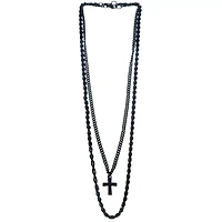 Black Cross Layered Chain Necklaces