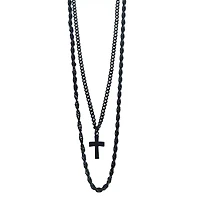 Black Cross Layered Chain Necklaces