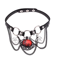 Blood Moon Pentagram Skull Chain Choker Necklace
