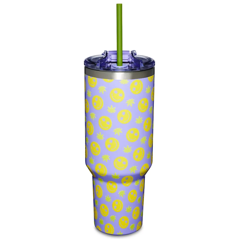 Weed Smile Travel Tumbler with Straw - 40 oz.