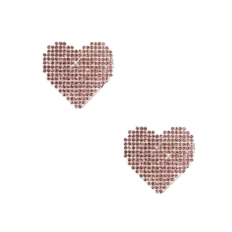 Multi-Pack Pink Crystal Heart Nipple Pasties - 6 Pack
