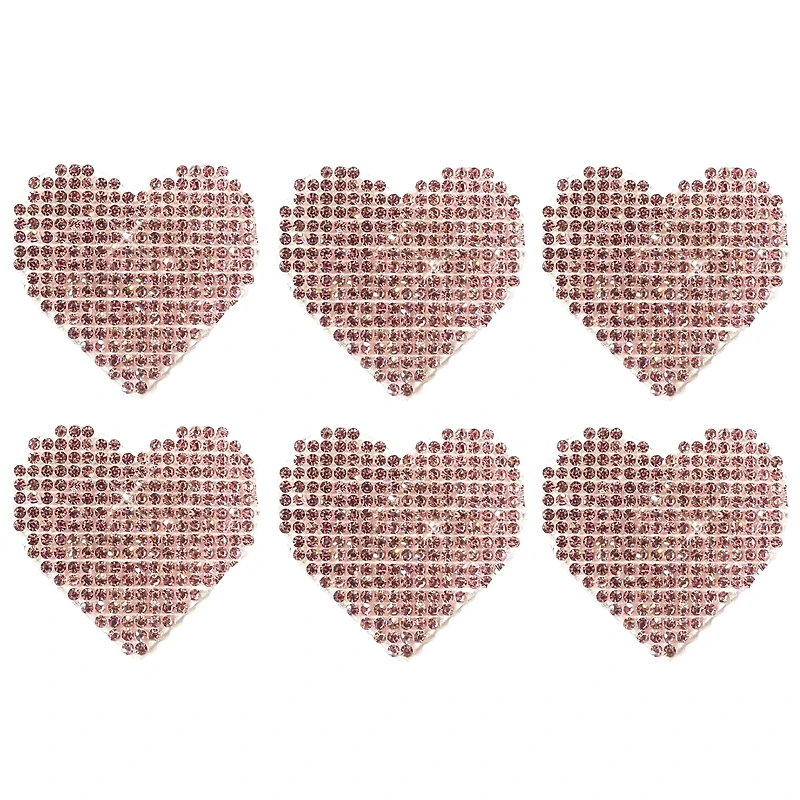 Multi-Pack Pink Crystal Heart Nipple Pasties - 6 Pack