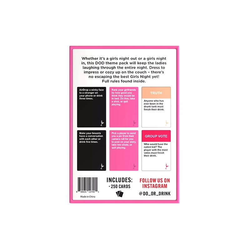 Girls Night Edition Do or Drink Card Game