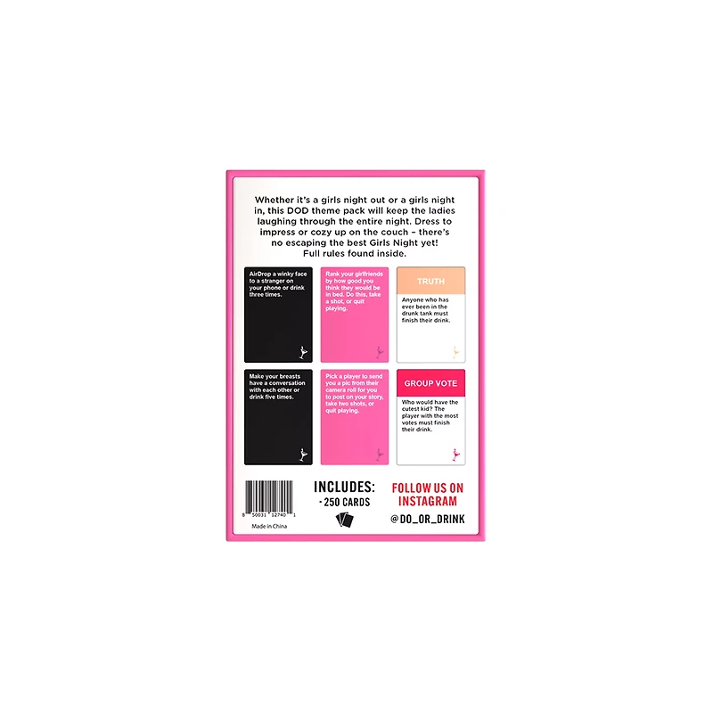Girls Night Edition Do or Drink Card Game