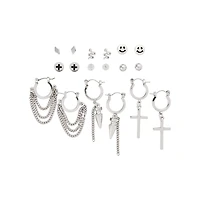 Multi-Pack Smiley and Spike Huggie Hoop and Stud Earrings - 9 Pack