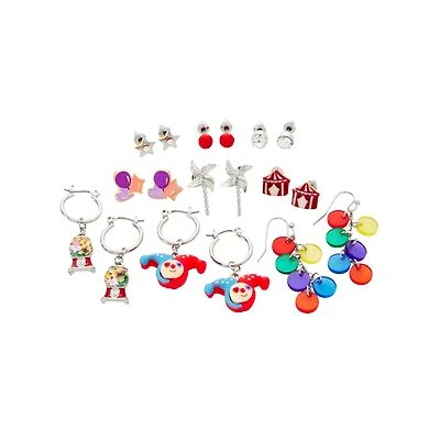 Multi-Pack Circus Clown Earrings - 9 Pack