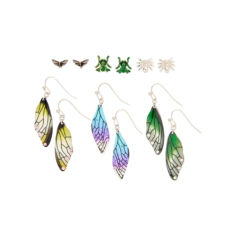 Multi-Pack Moth Bug Wing Earrings - 6 Pair